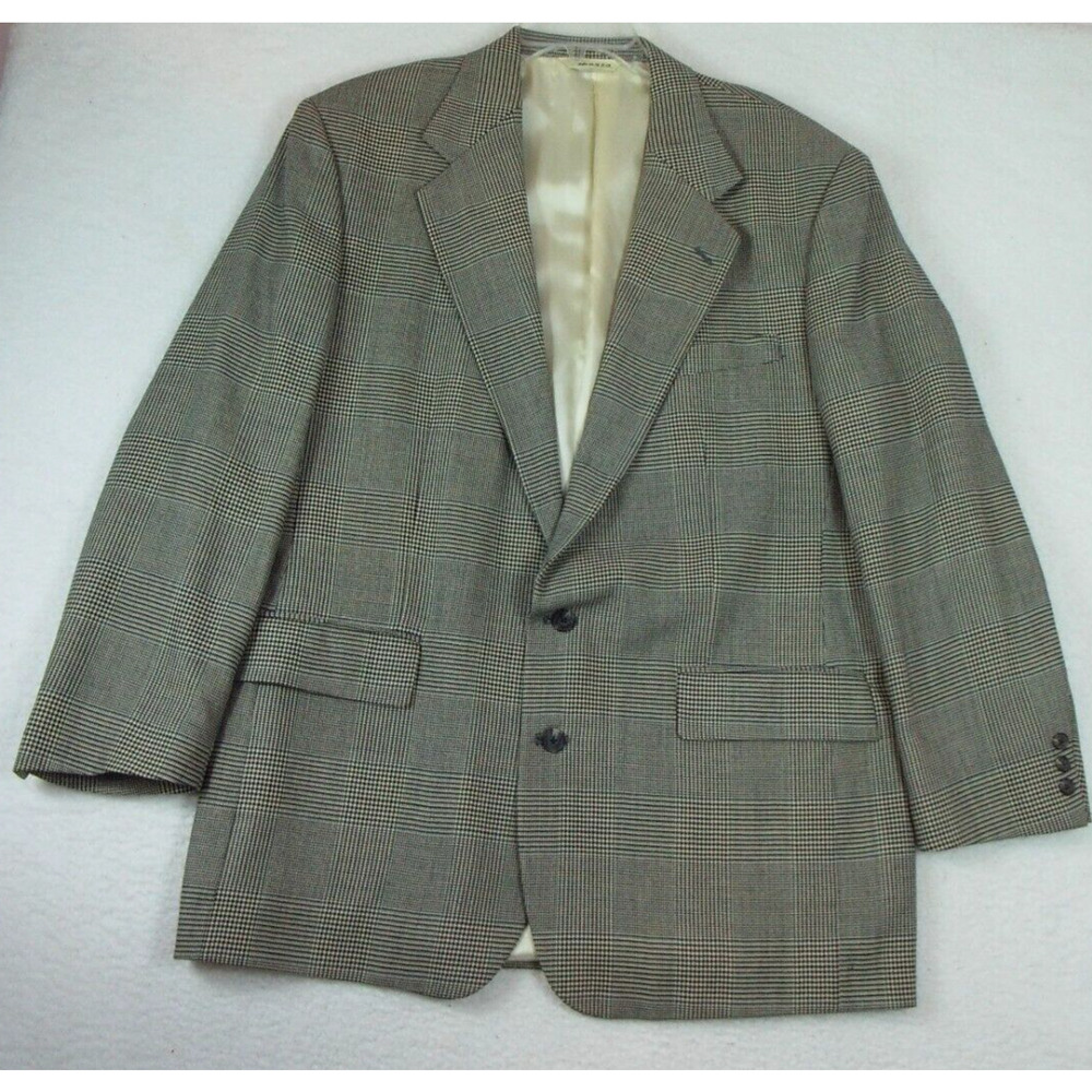 A.K.A. Eddie Bauer Mens‎ Glen Plaid Wool Blend Blazer Sport Coat Grey 2-Button